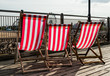 Deckchairs on Skegness Pier, Engaldn, UK.