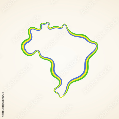 Obraz Dibond Brazil - Outline Map