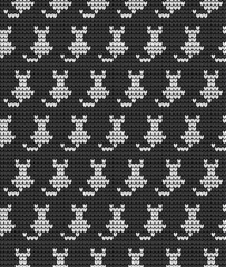 Poster - knitted seamless pattern with cats knitwear pattern fabric