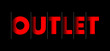 Outlet - red text written on black background