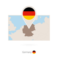 Canvas Print - Rectangular map of Germany with pin icon of Germany