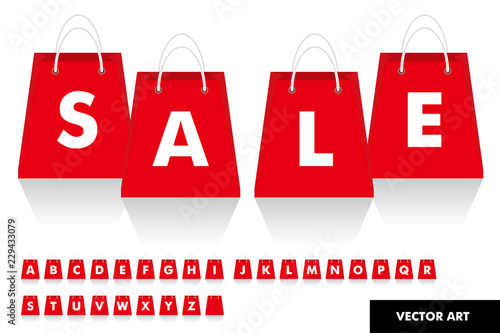 Shopping Bag Illustration ショッピングバッグのイラスト 手提げ袋 文字入り 販促用タイポグラフィ 黄色 斜体 Stock Vector Adobe Stock