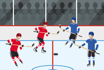 Wall Mural - hockey players team competition with equipment