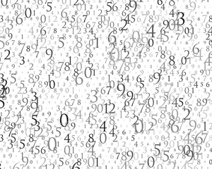 Random numbers 0 and 9. Background in a matrix style. Binary code pattern with digits on screen, falling character.