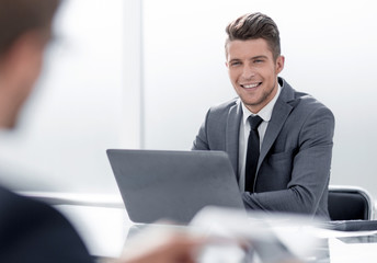 Two businessmen at work in office