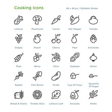 Cooking Icons - Outline Styled Icons, Designed To 48 X 48 Pixel Grid. Editable Stroke.