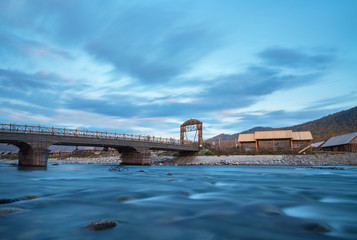 Sticker - hemu bridge and river at dusk