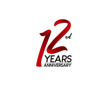 12 Anniversary Logo Vector Red Ribbon