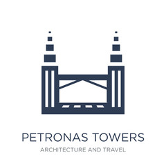 Petronas towers icon. Trendy flat vector Petronas towers icon on white background from Architecture and Travel collection