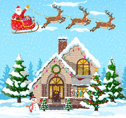 Wall Mural - Suburban house covered snow.