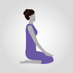 Woman shows yoga pose isolated flat vector silhouette 