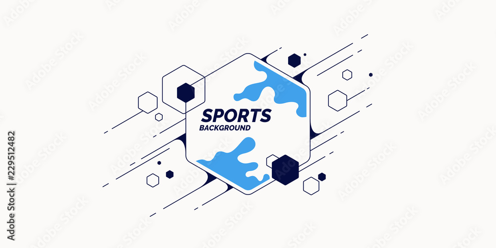 Retro abstract geometric background. The sports poster with the flat figures.