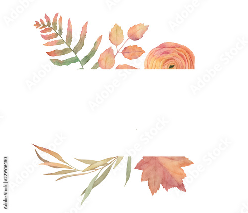 Watercolor floral template for wedding cards, invitations,  birthday. Hand dr...