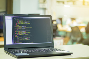 develop concept coding code program programming compute coder work write software. blurry codes.