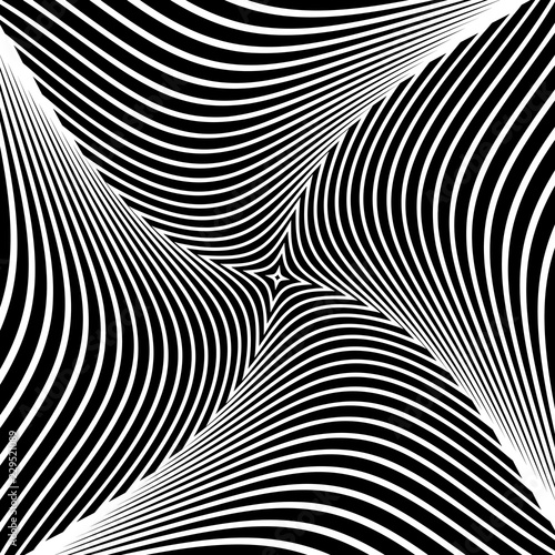 Abstract op art design. Rotation torsion movement.