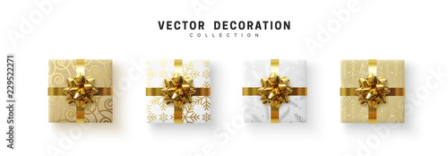 Fotografía Set of gifts box. Collection realistic gift presents view top.