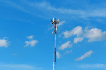 phone tower or cell phone tower with blue sky