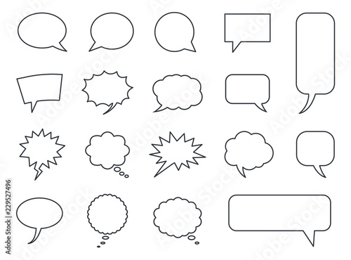 Fotomural speech bubble icons vector set, comic dialog clouds