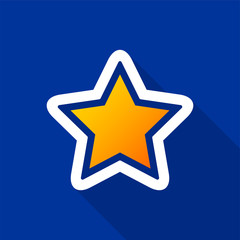 Wall Mural - golden star icon with long shadow on blue background. vector illustration eps 10