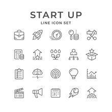 Set Line Icons Of Start Up