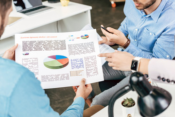 cropped shot of young start up team discussing business charts in office