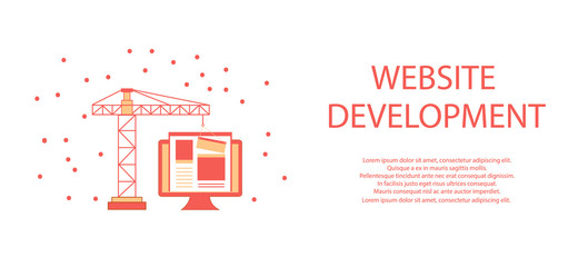 flat design of website under construction, web page building process, site form layout of web develo