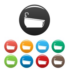 Sticker - Bathtube water tap icons set 9 color vector isolated on white for any design