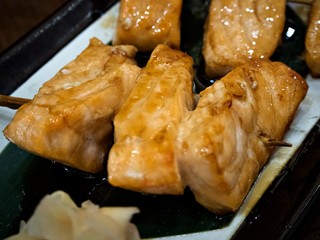 Close up shot on the Japanese style grilled salmon