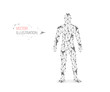 Abstract vector illustration of human body made of dots, lines and triangles. Man silhouette.