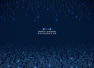 Wall Mural - futuristic techonology of blue square electronics pattern background.