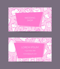 Wall Mural - vector doodle wedding elements business card template for wedding dresses shop or manager illustrati