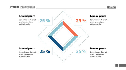 Percentage rhomb diagram template. Business data. Graph, chart, design. Creative concept for infographic, report. Can be used for topics like economics, analysis, research