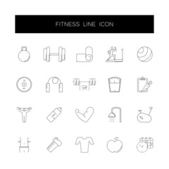 Sticker - Line icons set. Fitness pack. Vector illustration