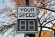 Radar speed sign on the road