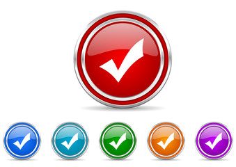 Fototapete - Accept silver metallic colorful vector web and mobile phone icon set
