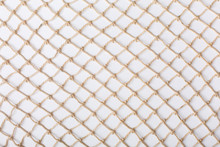 Fishnet On White Background. Fishing Net. Texture Fishnet, Seine. Dragnet, Drag, Trammel, Sweep-net