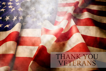 Wall Mural - Veterans day remembrance concept. USA flag background. United States of America celebrates armed forces on november 11th. Close up, copy space, top view.