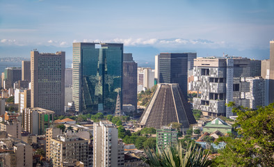 Wall Mural - Aerial view of downtown Rio de Janeiro skyline and Metropolitan Cathedral - Rio de Janeiro, Brazil