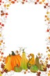 © kalanustudios.com - Thanksgiving fall autumn holiday hand drawn leaf gourd border design background for paper, greeting card, poster, ad, invitation, happy thanksgiving