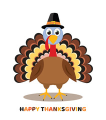 vector card for thanksgiving day with cartoon turkey