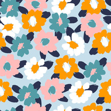 Floral Abstract Seamless Pattern. Vector Design For Different Surfases.