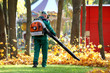 © photosaint - Working in the Park removes autumn leaves with a blower