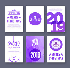 Wall Mural - Christmas vector holiday greeting card background 2019. Merry xmas greeting card flyer for new year celebration