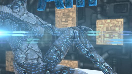Wall Mural - humanoid robot cyborg technology of ai artificial intelligence