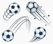 Soccer football moving swoosh elements, dynamic sport sign. Vector