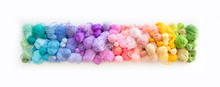 Colored Balls Of Yarn. View From Above. Rainbow Colors. All Colors. Yarn For Knitting. Skeins Of Yarn.