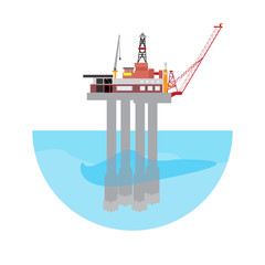 Oil drilling machine platform. Energy conceptual image. Vector illustration design