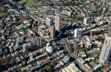 Wall Mural - Aerial view of the Sydney suburbs of  Kings Cross and Paddington.