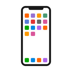Wall Mural - mobile phone / smartphone with colorful apps on home screen flat vector color icon