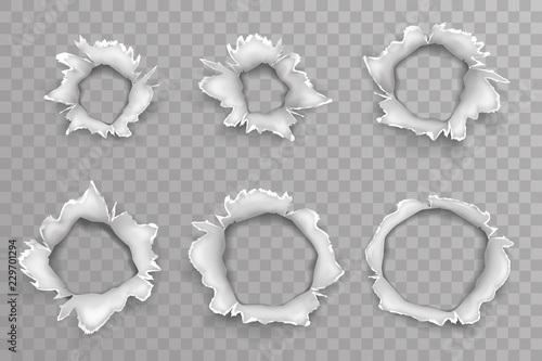 Fotografía Ripped torn metal window shellhole blow bullet projectile explosion hole set tra